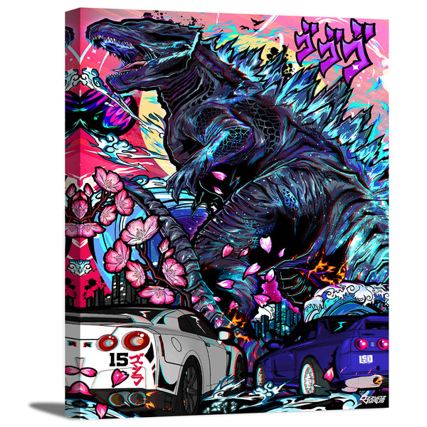 Colorful Godzilla Canvas Wall Art