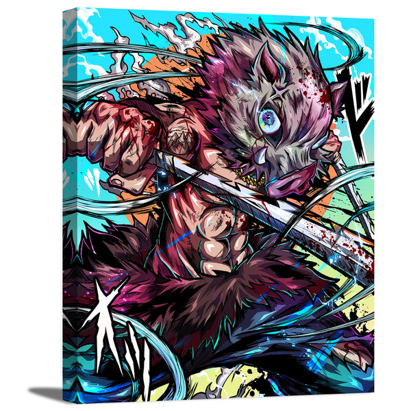 Demon Hunter with Boar Mask Canvas Wall Art